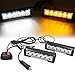 FOXCID 2 X 6 LED 9 Modes Traffic Advisor Emergency Warning Vehicle Strobe Lights for Interior Roof/Dash/Windshield/Grille/Deck Universal Waterproof (White/Amber)