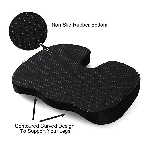 Cozy Hut Orthopedic Memory Foam Non-Slip Office Chair Pad Car Seat Spinal Alignment Wheel Chair Cushion for Back Pain, Sciatica, Coccyx, Orthopedic and Tailbone with Removable Cover, Black - Thumbnail 3
