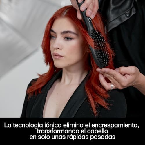Ghd glide - escova de cabelo térmica para um acabamento liso natural sem esforço, suaviza e elimina o frizz, cerdas de cerâmica, temperatura ideal de modelagem 185ºc, tecnologia iônica, preto