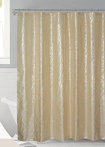 Luxurious Metalic Moroccan Trellis Shower Curtain Set with 12 Hooks 72"x72" (Taupe)