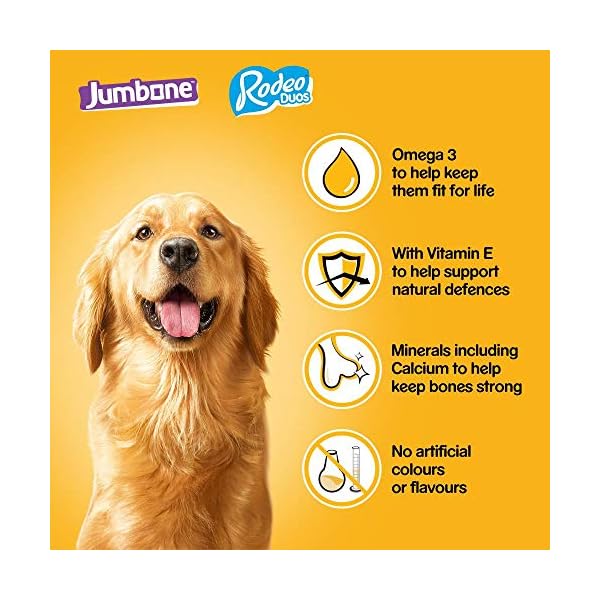 Pedigree Mega Box - Dog treat multipack with 24 Rodeo Duos chicken and bacon flavour and 4 Jumbone beef and poultry…