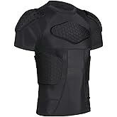 GRDFLX Mens Football Padded Shirt Football Rib Protectors Padded Compression Shirt 6-Football Pads Protective Gear for Baseball Basketball Softball