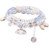 NIQIPOK Crystal Bead Bracelet Cute Cartoon Kawaii Elastic Beaded Bracelets for Women,Kawaii Crystal Beads Anime Relationship Matching Bracelet for Best Bracelets