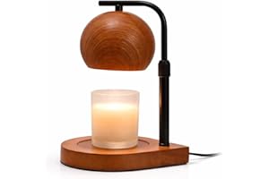 Candle Warmer Lamp with Timer and Dimmer, Adjustable Height Wax Melter, 2H/4H/8H Auto Off, 4-Level Dimming, Solid Wood Base w
