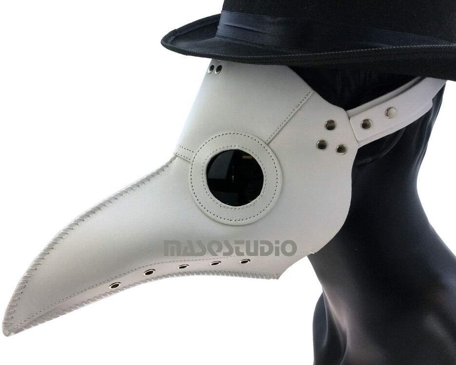 The Plague Doctor Bird Mask Halloween Cosplay Masquerade Ball Party (Plain White)