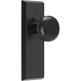 CEYMIO Matte Black Vintage Privacy Door Knob with Lock Interior | Zinc Alloy, Classic Door Knob with Lock for Bedroom and Bathroom, Durable Stylish Hardware for Interior Doors