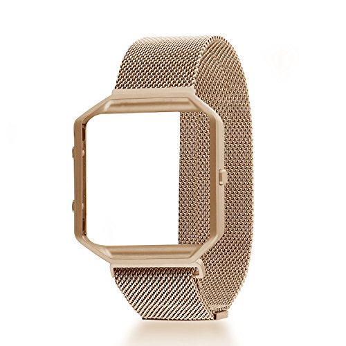Bands for Fitbit Blaze Watch, HOMEKE Milanese Loop Magnetic Buckle Wristband + Steel Frame Accessory for Fitbit Blaze Smart Fitness Watch, Optional Colors - Large / Small