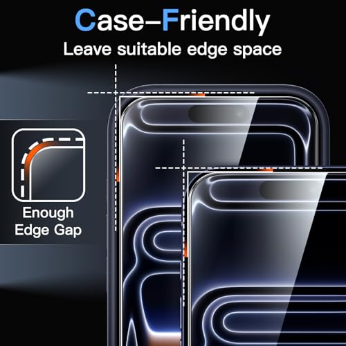 JETech Screen Protector for iPhone 17 Pro 6.3 Inches, Super Easy Installation Kit in 10 Seconds with Tray Alignment Only Step, Tempered Glass Anti-Fingerprint, 2 Units