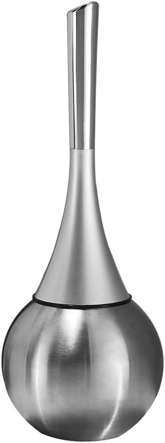 Stainless Steel Toilet Brush,7.5CM Prime Ergonomic WC Cleaning Brush and Holder Set,Luxury Metal Bathroom WC Scrub and Bin(Silver)