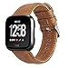 KADES Compatible for Fitbit Versa Band, Classic Genuine Leather Strap with Quick Release Pin Compatible for Fitbit Versa Smart Watch, 5.5