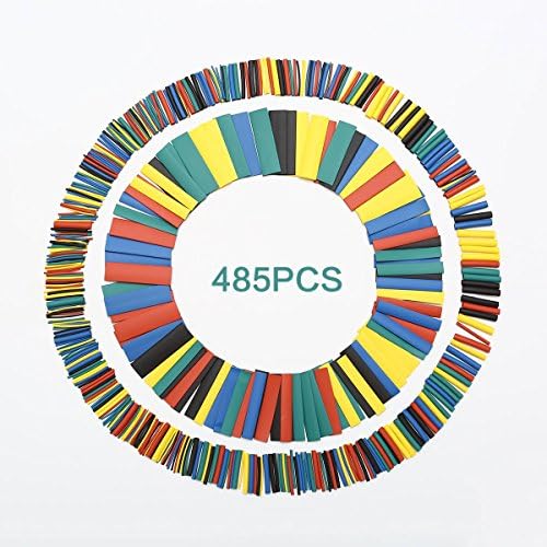 Hotab 485pcs 2:1 Heat Shrink Tubing Combo Assorted Tube Sleeving Wrap Cable Wire KIT for DIY 5 Color 10 Size 1mm-14mm Diameter