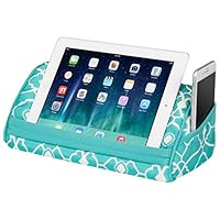 LapGear Designer Tablet Pillow Stand with Phone Pocket - Aqua Trellis - Fits Most Tablet Devices - Style No. 35512