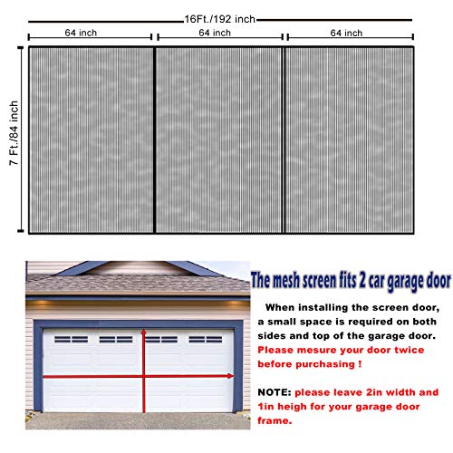 Garage Door Screen for 2 Car 16 x 7 Ft Retractable Self