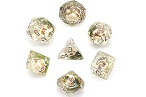 cusdie 7PCS Polyhedral DND Dice, D&D Dice, Skull Dice Set for TTRPG Dungeons and Dragons RPG Table Games (Skull with Seaweed)