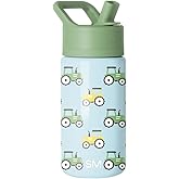 Simple Modern Kids Summit Water Bottle with Straw Lid | 14oz Stainless Steel Cup Insulated Tumbler for Toddlers, School | Tractor Fun
