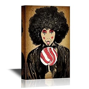 Clown with Large Lollipop on Vintage Background
