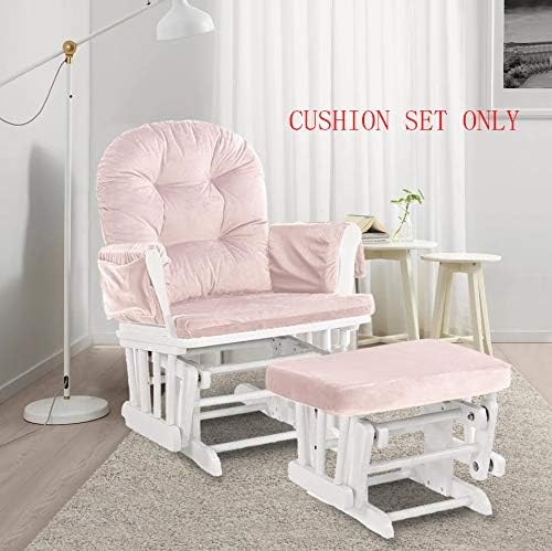 Glider Rocking Chair Replacement Cushions Velvet Washable for Chairs & Ottoman Pink