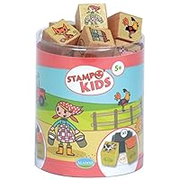 Aladine Lili Goes to the Farm Themed Rubber Stamps, Set of 15 Plus 1 Ink Pad