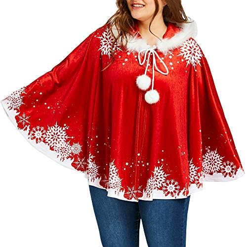 Daylin Mom＆Me Adult Womens Cloak Family Matching Christmas Hooded Cape Santa Party Coat