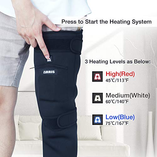 ARRIS Full Leg Heated Wrap - Electric Heating Pad for Knee, Calf, Thigh, Leg, Arm - 7.4V Battery Powered Heat Brace for Increasing Circulation, Relieve Joint, Rheumatic Arthritis Pain, for Men Women - Thumbnail 5