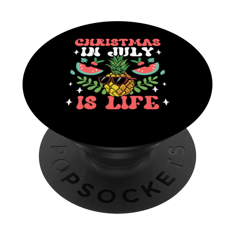 Christmas In July Is Life Sarcastic Santa Summer Humor PopSockets Swappable PopGrip
