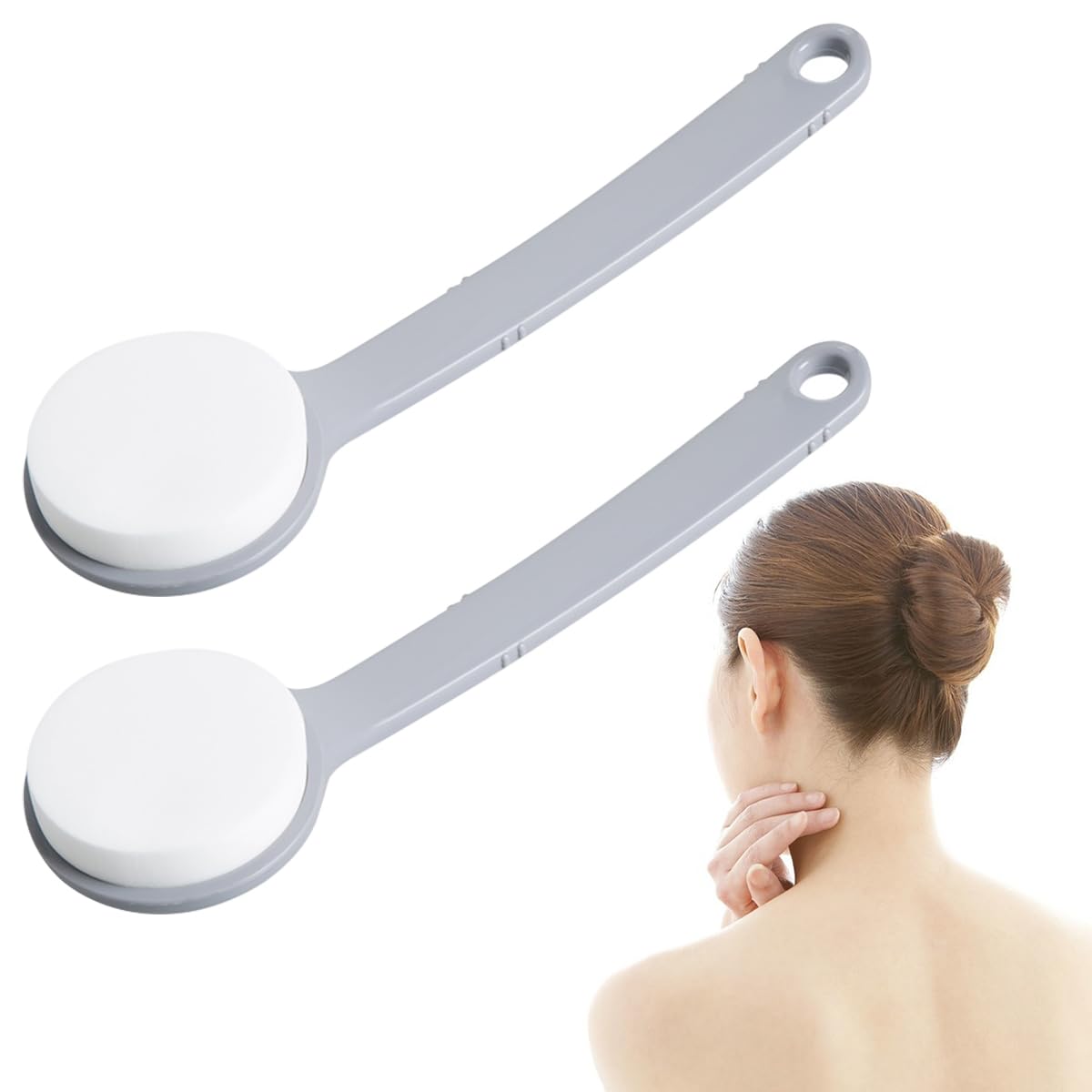2 PCS Lotion Applicator,with Handle Lotion Applicator, Long Handle Bath Sponge Brush,for Easy Self Application of Shower Bath Body Wash Brush