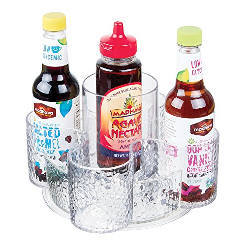 mDesign Kitchen Organizer Spinner for Condiments, Sugar Packets, Salt and Pepper - Clear