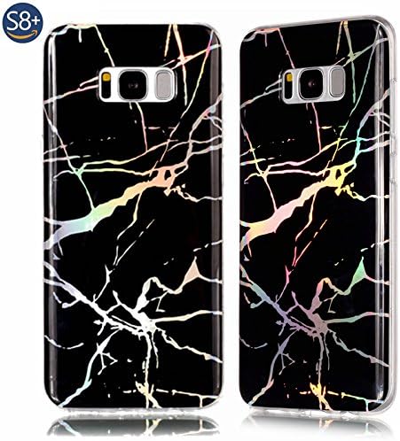 Galaxy S8 Plus Case With Screen Protector, L00KLY [Marble Design] Premium Ultra Slim Shockproof Anti-scratch Flexible Soft Marble Pattern TPU Case Cover For Samsung Galaxy S8 Plus (Plating Black)