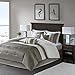 Madison Park Amherst Faux Silk Comforter Set-Casual Contemporary Design All Season Down Alternative Bedding, Matching Shams, Bedskirt, Decorative Pillows, Cal King(104