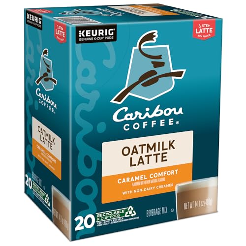 CARIBOU COFFEE CARAMEL COMFORT OATMILK LATTE, ONE STEP LATTE SINGLE SERVE KEURIG K-CUP PODS, 20-COUNT BOX