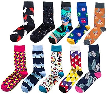 VIGVOG Men's Women's Colorful Art Patterned Casual Crew Socks 5-8 Pack