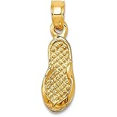 JewelryWeb 5mm 14k Gold Single Flip Flop Charm Pendant Necklace for Women