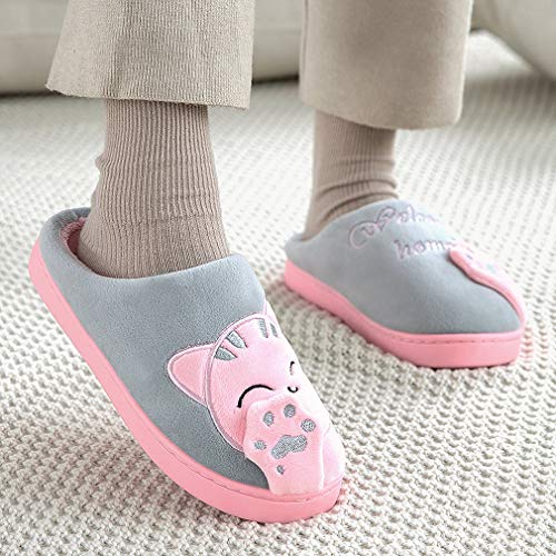 ALOTUS-Women-Men-Memory-Foam-Winter-Slippers-Booties-Animal-Cute-Cartoon-Cat-Warm-Fuzzy-Bedroom-Shoes-Big-Girl-Anti-Skid