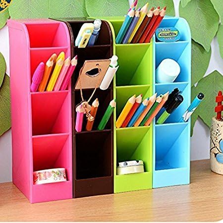 Woogor Multifunction Four Grid Candy Colored Desktop Debris Storage Organizer Box for Office,Stationery Pen, Socks, Make up Tools (Set of 2)