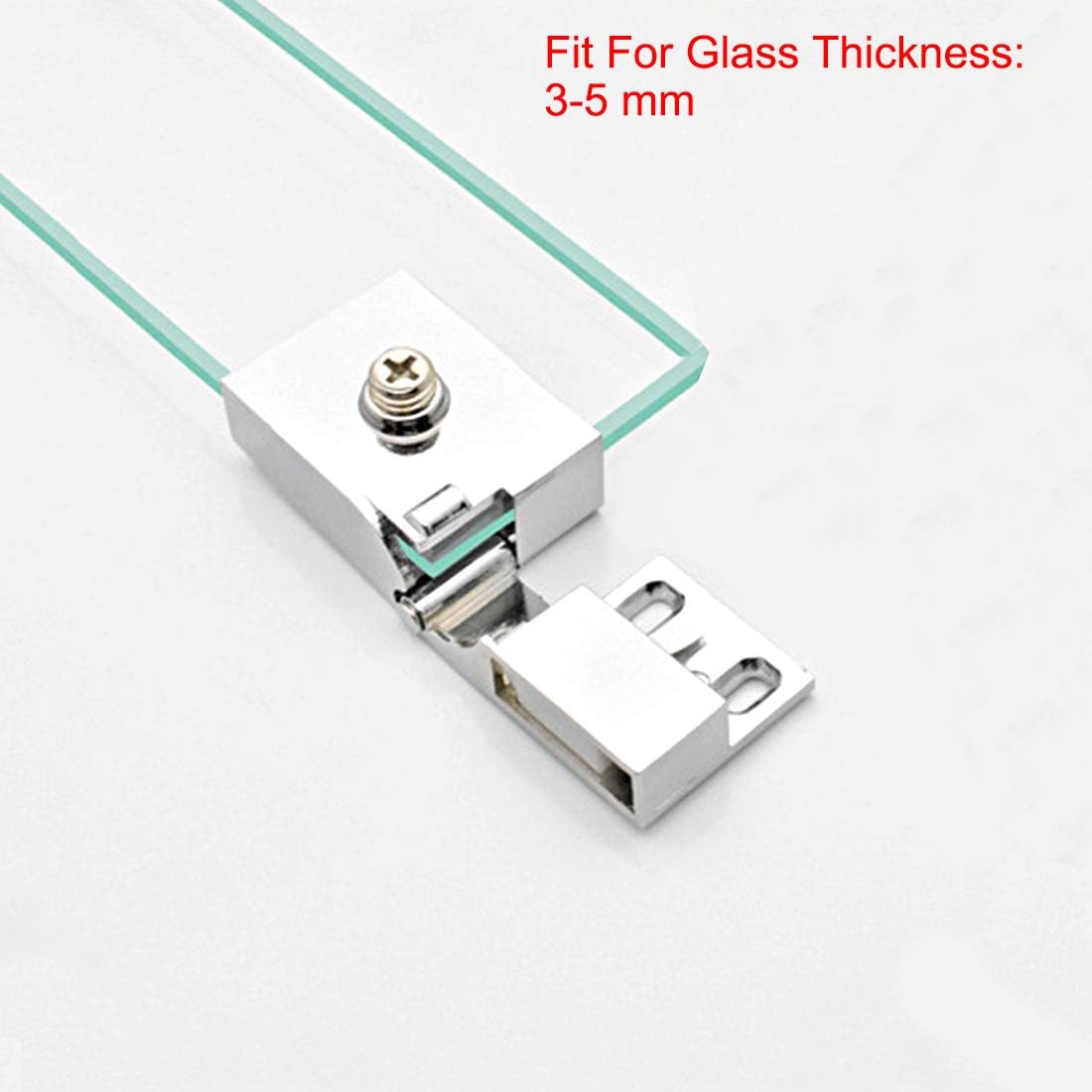 sourcing map 2 Pair Glass Door Hinge Cupboard Showcase Cabinet Door Hinge Glass Clamp,for 3-5mm Glass Thickness,Zinc Alloy - Image 5