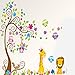 Huge Size Cartoon Kid Tree Animal Wall Decals Removable Wall Decor Decorative Painting Supplies & Wall Treatments Stickers for Girls Kids Living Room Bedroom