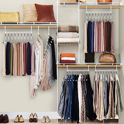 WEKIWGOT 9 in 1 Trouser Hangers, 2 Pieces Multifunctional Space Saving Rack Hanger for Organizing Closets, Trousers for Women and Men, Jeans, Bras, Scarves and Ties (White)