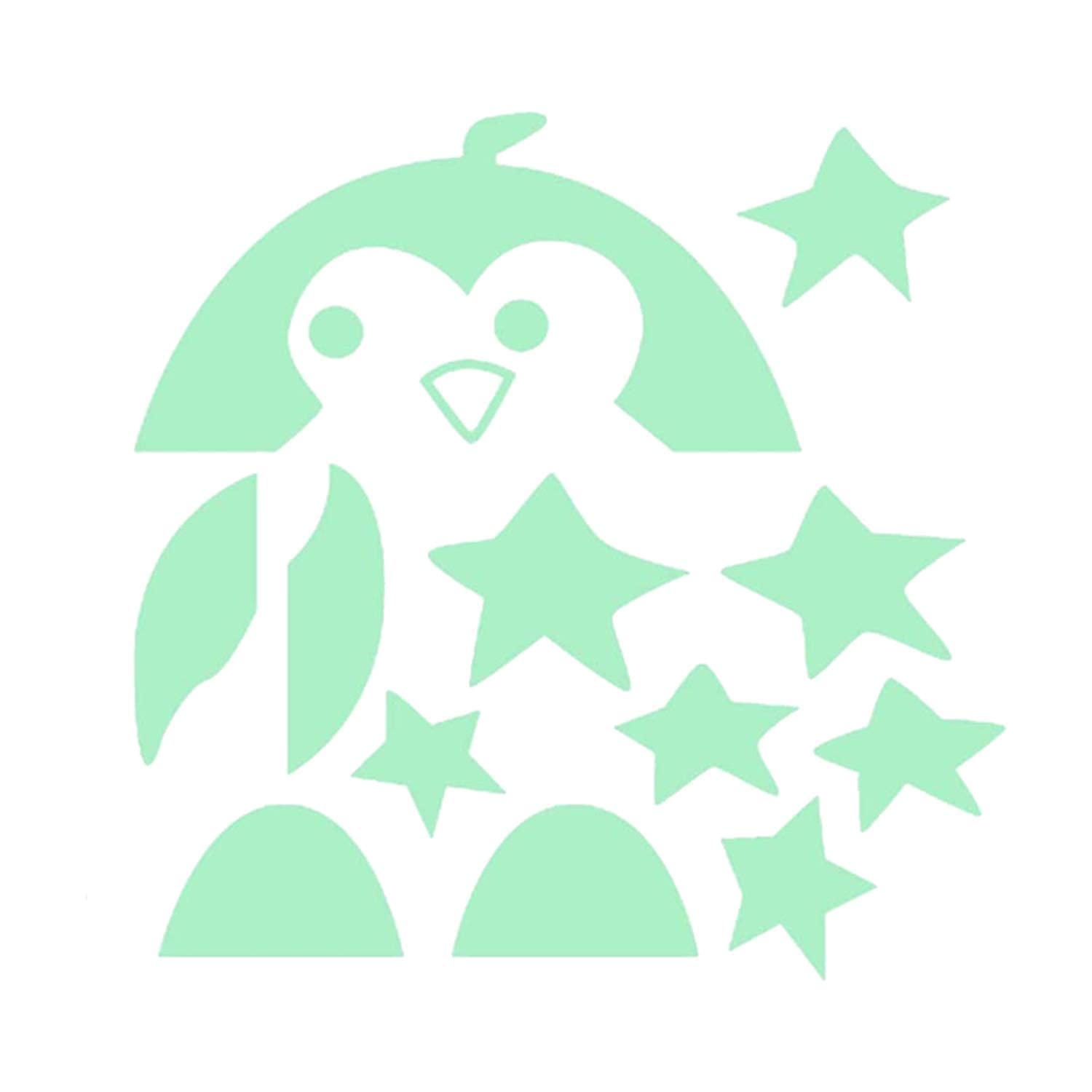 Wall Stickers Glow in The Dark. Decorative Vinyl for Plug or Switch Pinguino. Fluorescent Animal Stickers. Bright Sheets