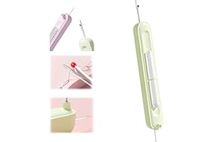 KOUJUT Upgraded 2 in 1 Seam Ripper Needle Threader, 2025 New Stretchable Seam Rippers for Sewing, Embroidery Stitch Removal Tool and Auto Needle Threader Tool, Sewing Supplies (1 Pack Green)