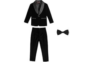 SOBRISAH Little Boys Spring Fall Velvet Formal Blazers Lightweight Kids Shawl Lapel Tuxedo Dress Wedding Prom Party Jackets