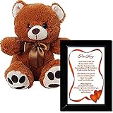 I'm Sorry Love Poem and Plush Teddy Bear - Sorry Gift for Him or Her in Black Frame with 10 Inch Bear with Brown Bow
