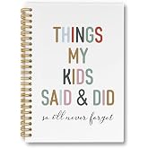 laveliabel Parents Appreciation Gifts Spiral Notebook, Memory Keepsake Gifts for Moms and Dads, Parent Journal, Things My Kids Said &amp; Did College Ruled Spiral Notebook for Parents, 5.5x8.3inch