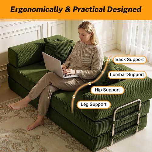 Vipbear Premium Boneless Couch, 79" L 5-in-1 Ergonomic 3 Seater Versatile Modular Sectional Sofa for Living Room, Green