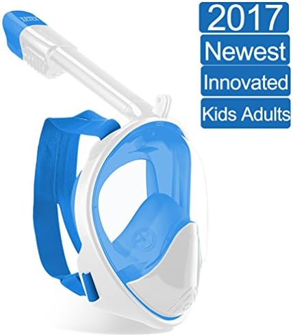XETEX Full Face Snorkel Mask with Longest Snorkeling Tube On The Market-GoPro Mount，Panoramic Seaview 180°,Anti Fog, Anti Leak, Easybreath Design Make Easy Snorkel for Adults,Youth and Kids over 8