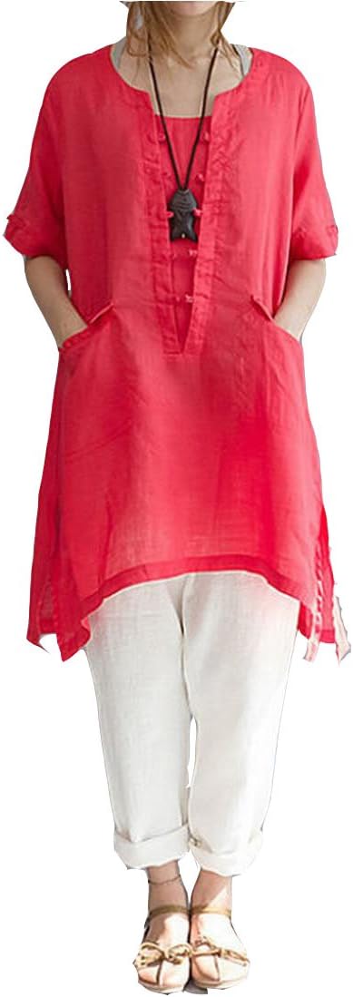 Womens Plus Size Tshirt Tops Loose Fit Half Sleeve Wide Hem Blouse