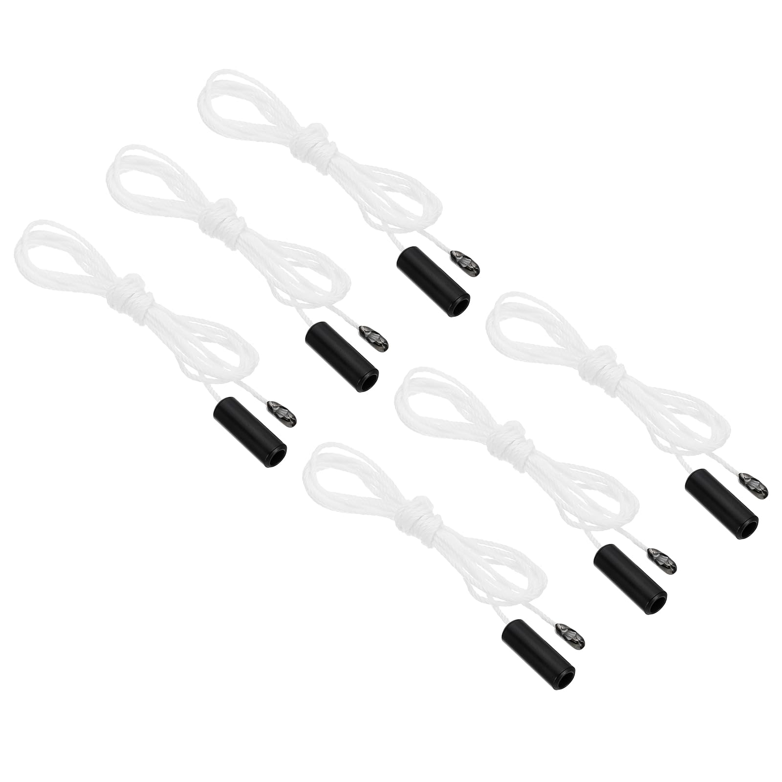 PATIKIL 1.5M 4.9ft Ceiling Pull Chain, 6 Pcs Pulls String Extender with Cylinder Pendant for Fan Light Chandelier Table Lamp Pulling Switch, Black