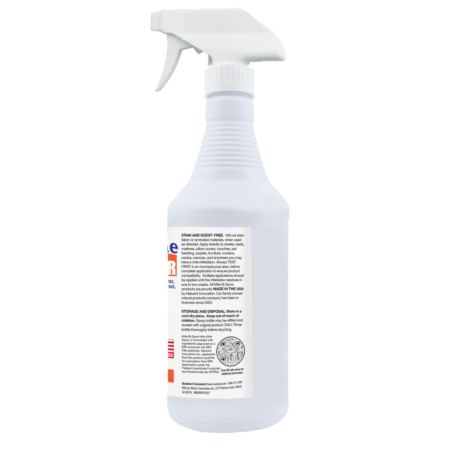 Mite Killer Spray by Mite-B-Gone — Kills Human Mites, Bird, Dust, Spider, Rat, Turkey, Carpet Mites. Treatment for Homes, Furniture, Bedding, Auto & Animals | Non-Toxic | Kid & Pet Safe | 16oz Spray