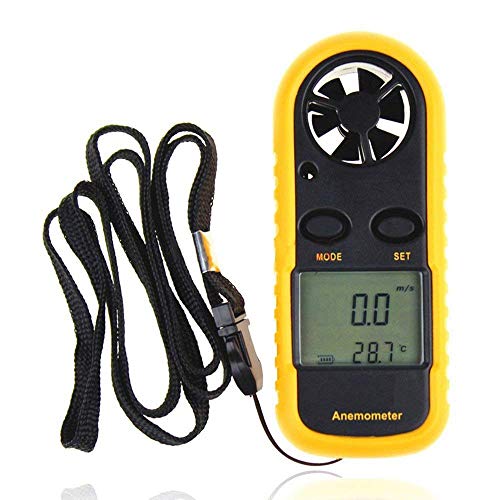 ELenest Anemometer, Digital LCD Wind Speed Meter Gauge Air Flow Velocity Thermometer Measuring Device with Backlight for Windsurfing, Sailing, Kite Flying, Surfing Fishing Etc.