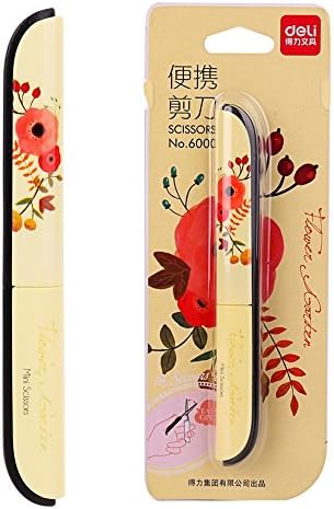 DadaCrafts Yellow Flowers Pocket Foldable Scissors for Crafts Scrapbooking DIY Photo, Office School Supplies