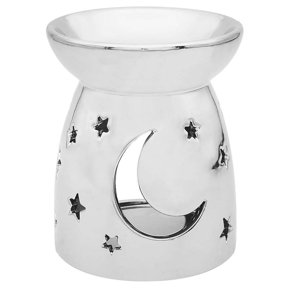 The Leonardo Collection LP48041 Wax/Oil Warmer | Silver Moon &S tars | 1 Piece-11x11x14 cm Accessory